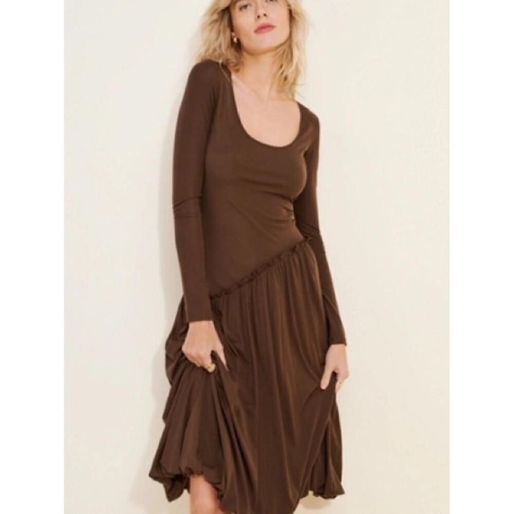 Saemdi Jeanette Chocolate Drop-Waist Midi Dress (M)
